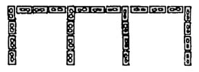 drawing of outline for base of concrete-block three-bin turning unit