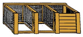 drawing of wood and wire three-bin turning unit