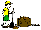 drawing of man with a compost pile