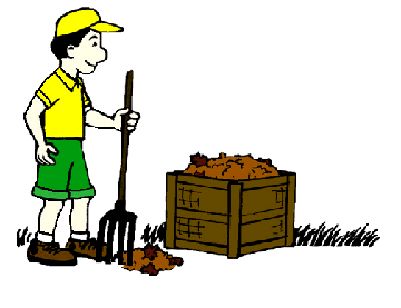 drawing of man with a compost pile