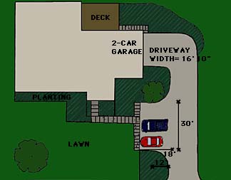 drawing showing an addition of parking along the drive to a house